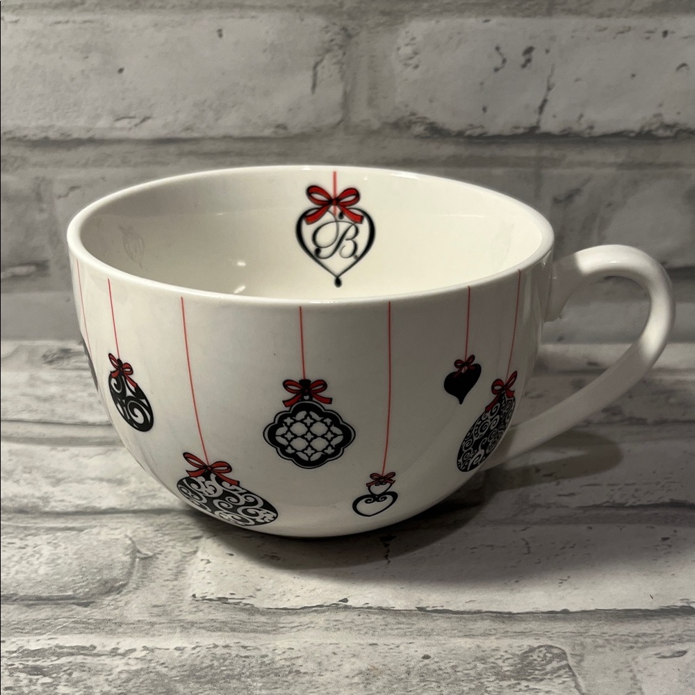 Brighton L.A.  White Ceramic 16 oz coffee  mug  with Heart Logo Christmas